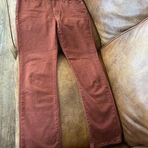 Rust Red Straight-Leg Pants